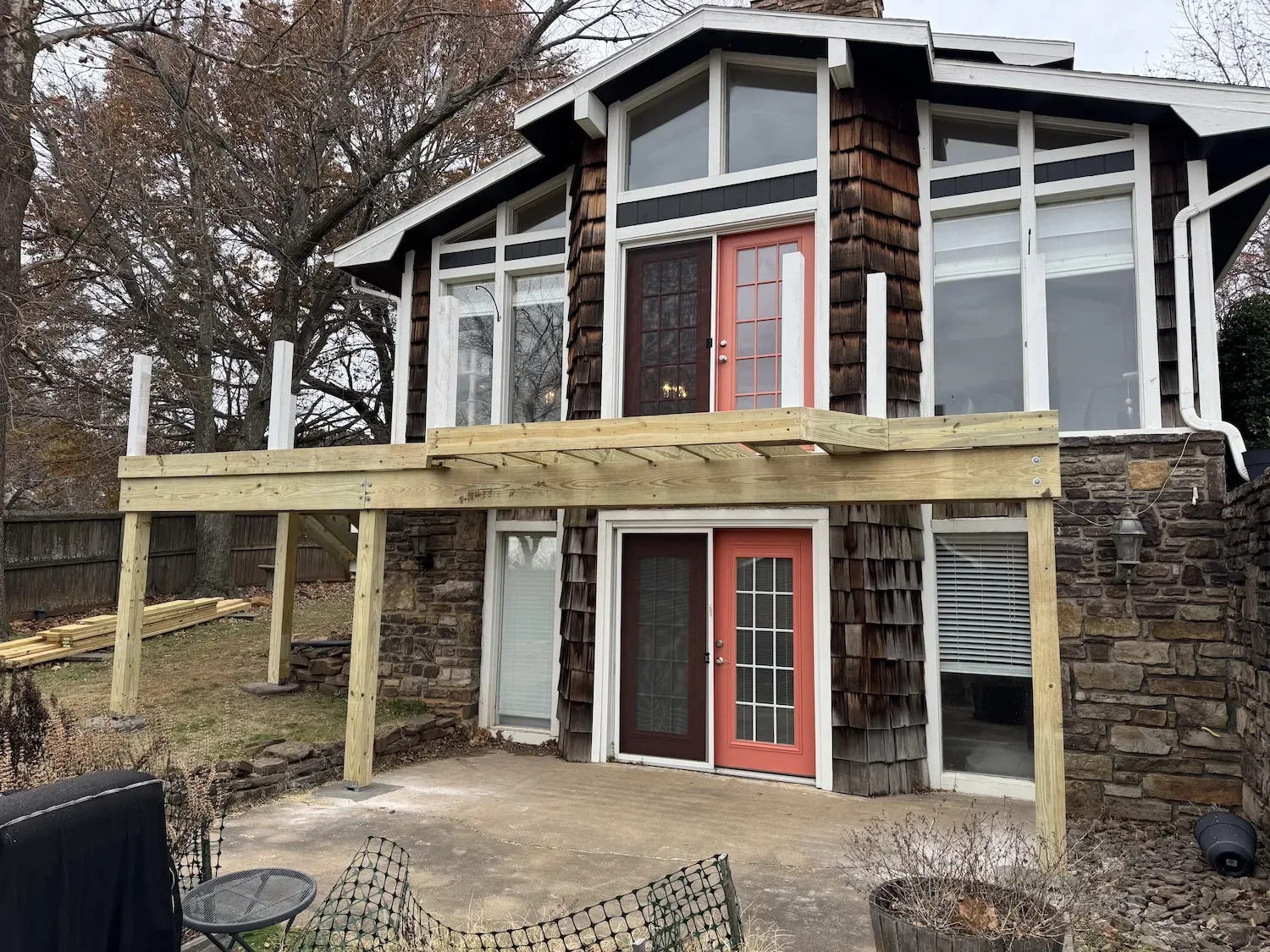 7x24 deck with cedar handrails — JHG Contracting LLC serving Gentry, AR